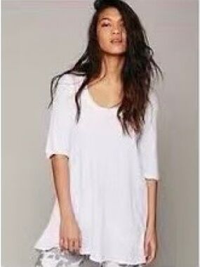 Free People Basic Scoop Neck White Women's Top